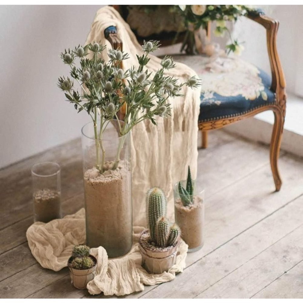 Beige Cream Cheesecloth Rustic Table Runner 13.3ft Boho Gauze Wedding Tablecloth